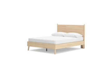 Cabinella Tan Queen Platform Panel Bed