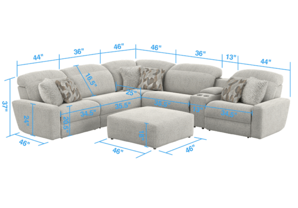 Terrence Oyster Six-Piece Power Reclining Sectional - Image 5