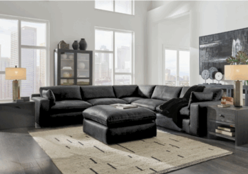 Emilia Black Five Piece Sectional