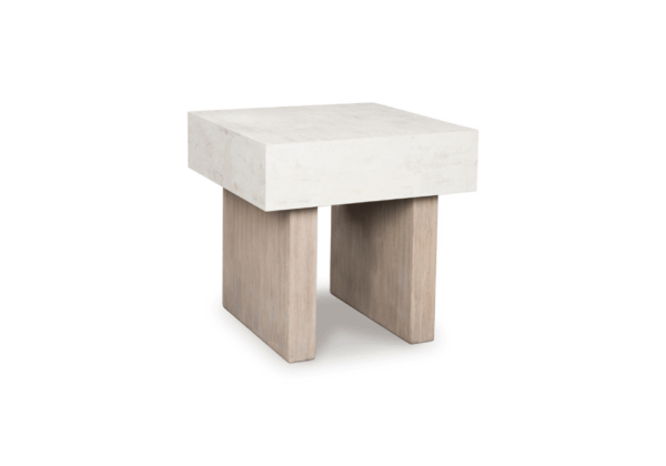 Jorlaina Light Gray Square End Table