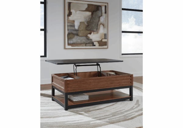 Kallari Warm Brown Lift-Top Cocktail Table - Image 3