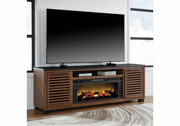 Kallari Warm Brown XL TV Stand w/ Fireplace Insert - Image 3