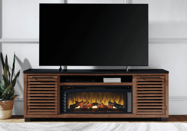 Kallari Warm Brown XL TV Stand w/ Fireplace Insert - Image 4