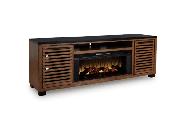 Kallari Warm Brown XL TV Stand w/ Fireplace Insert - Image 2