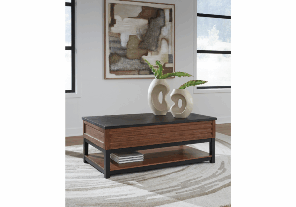 Kallari Warm Brown Lift-Top Cocktail Table - Image 4