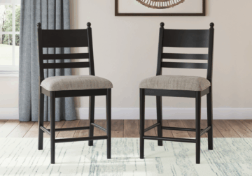 Alternative view of Greddinton Black Upholstered Barstool (2/CN)