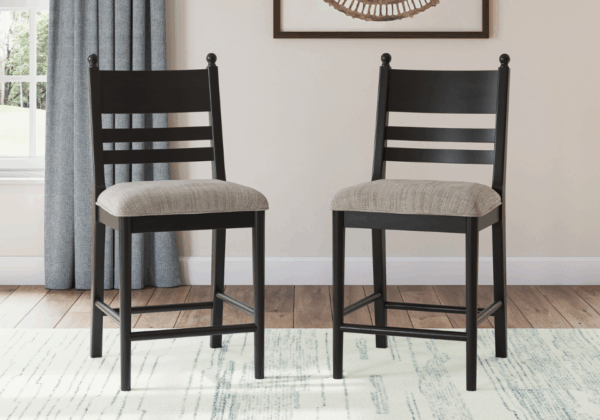 Greddinton Black Upholstered Barstool (2/CN) - Image 2