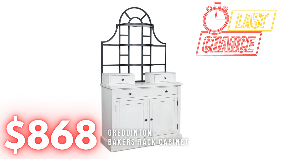 Last Chance Deal! - Greddinton White Baker's Rack