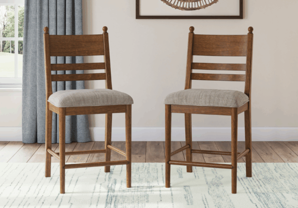 Greddinton Brown Upholstered Barstool (2/CN) - Image 2