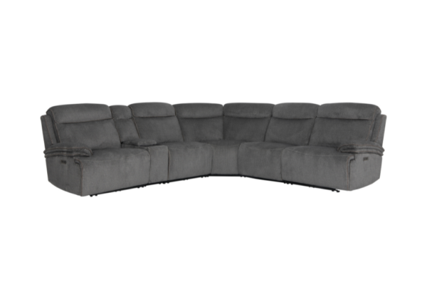 Last Chance Deal! - Aspen Dark Gray 6-Piece Power Reclining Sectional - Image 2
