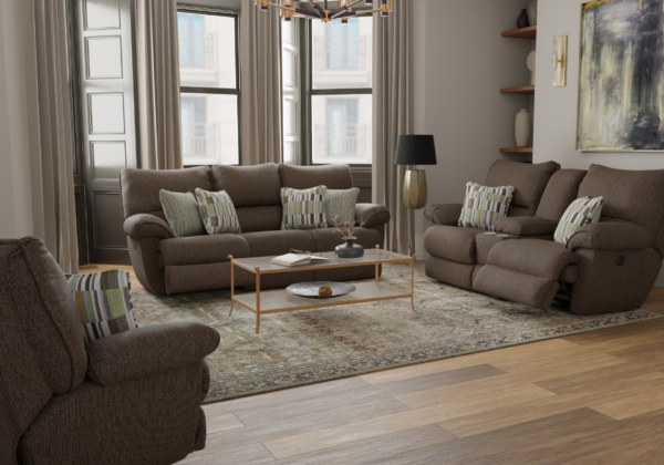 Lenny Chocolate Reclining Loveseat - Image 2