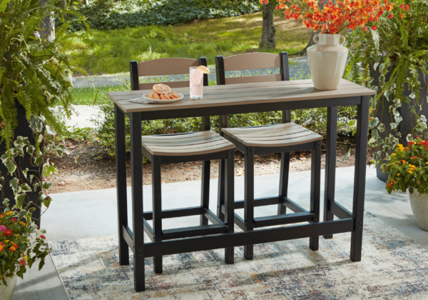 Shoreline Beach Black/Biege Counter Table Set - Image 2