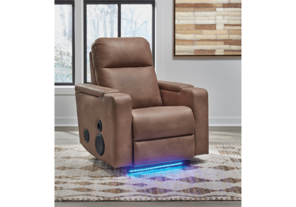 Lorrenton Caramel Glider Power Recliner w/ Audio System - Image 3