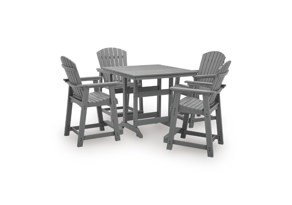 Sanctuary Beach Dark Gray Counter Table with 4 Barstools