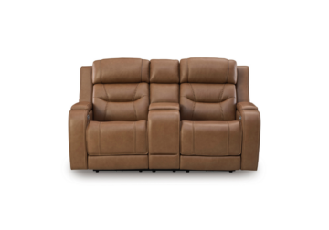 Alternative view of Knightington Caramel Power Reclining Loveseat w/ Audio Seating