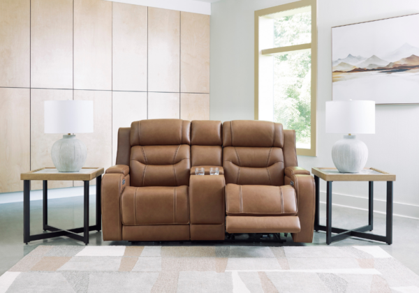 Knightington Caramel Power Reclining Loveseat w/ Audio Seating - Image 3