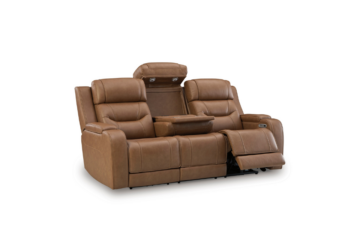 Alternative view of Knightington Caramel Power Reclining Sofa w/ Audio Seating