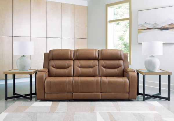 Knightington Caramel Power Reclining Sofa w/ Audio Seating - Image 3