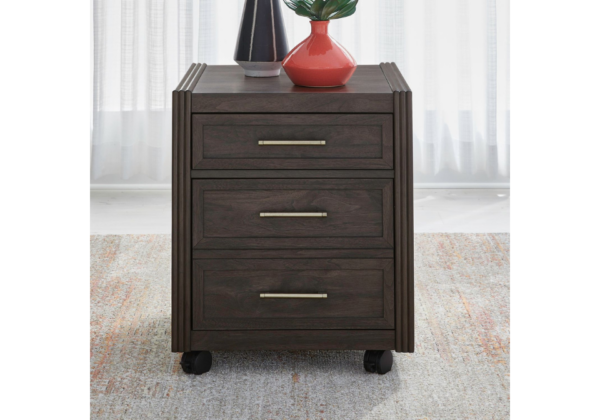Modern Edge Charcoal Desk w/ Filing Cabinet - Image 3