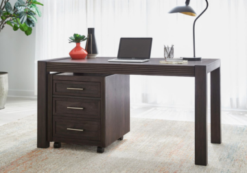 Modern Edge Charcoal Desk w/ Filing Cabinet