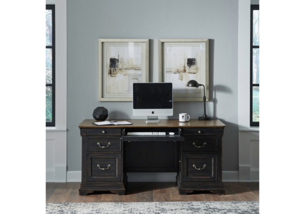 Meritage Aged Charcoal Junior Executive Desk - Image 4