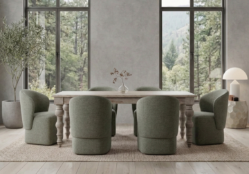 Crossings Eden Dining Table & Six Bongo Sage Chairs