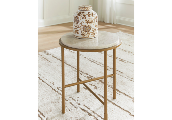 Alben Antique Gold Round End Table - Image 3