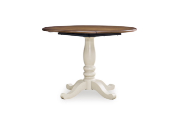 Wirloni White/Brown Dining Drop-Leaf Table