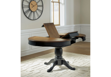 Alternative view of Clorazi Black/Brown Oval Dining Butterfly Extension Table