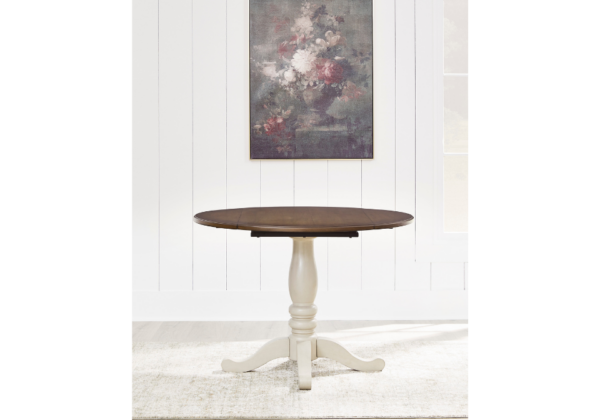 Wirloni White/Brown Dining Drop-Leaf Table - Image 2