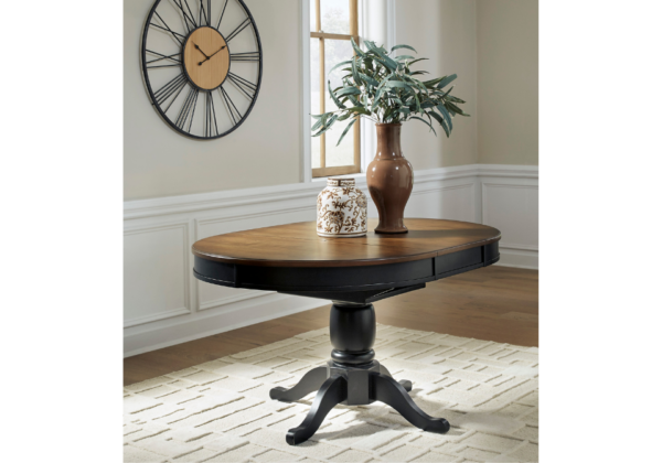 Clorazi Black/Brown Oval Dining Butterfly Extension Table - Image 3
