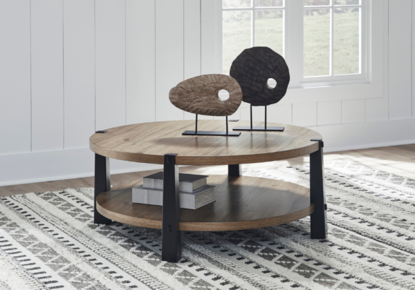 Ridgester Light Brown/Black Round Cocktail Table - Image 3