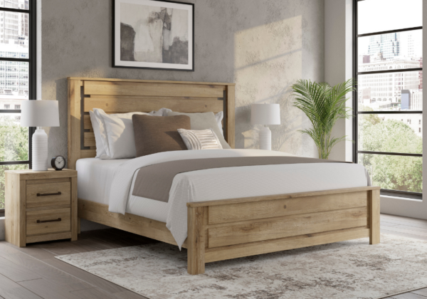 Brozmont Tan Queen Panel Bed - Image 3