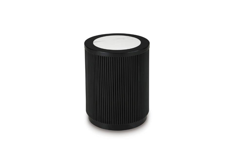Grayman Black Round End Table