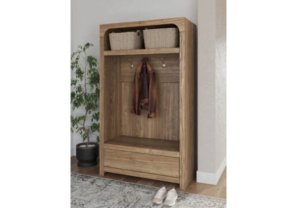Dovander Brown Hall Tree with Storage Bench - Image 3