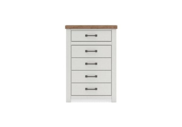 Savonport White/Brown Five Drawer Chest - Image 2