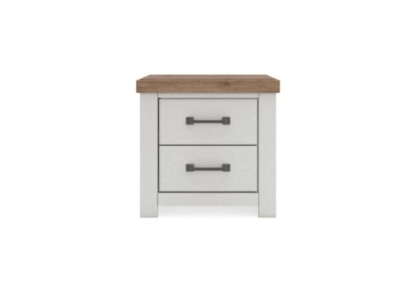Savonport White/Brown Two Drawer Nightstand - Image 2