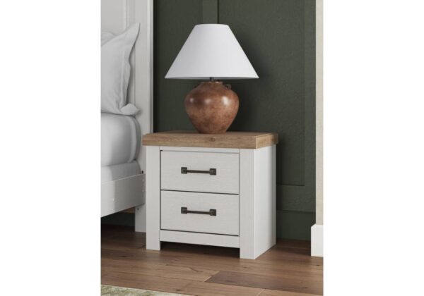 Savonport White/Brown Two Drawer Nightstand - Image 4