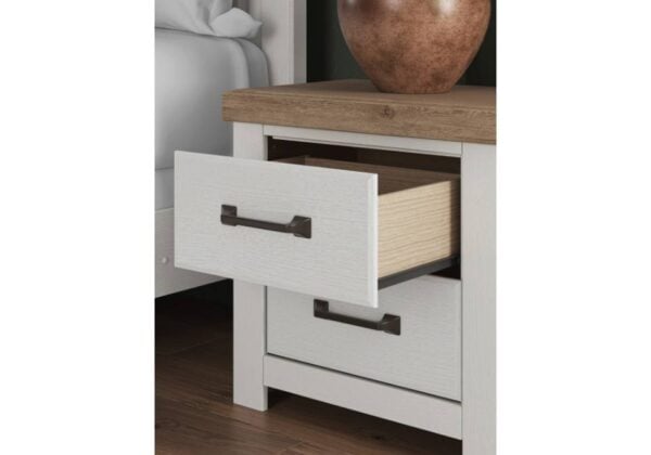 Savonport White/Brown Two Drawer Nightstand - Image 3