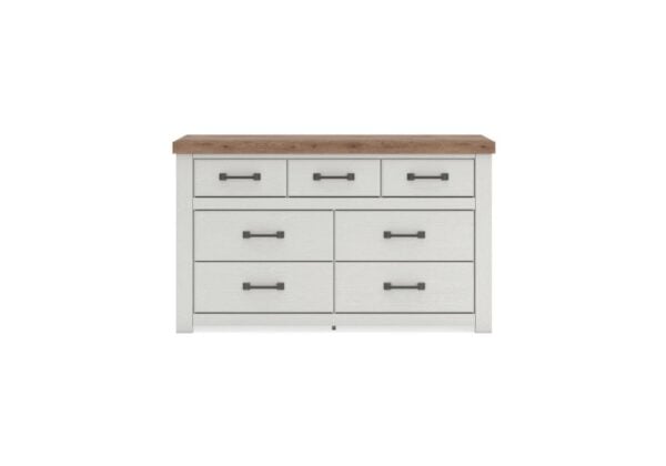 Savonport White/Brown Seven Drawer Dresser - Image 2