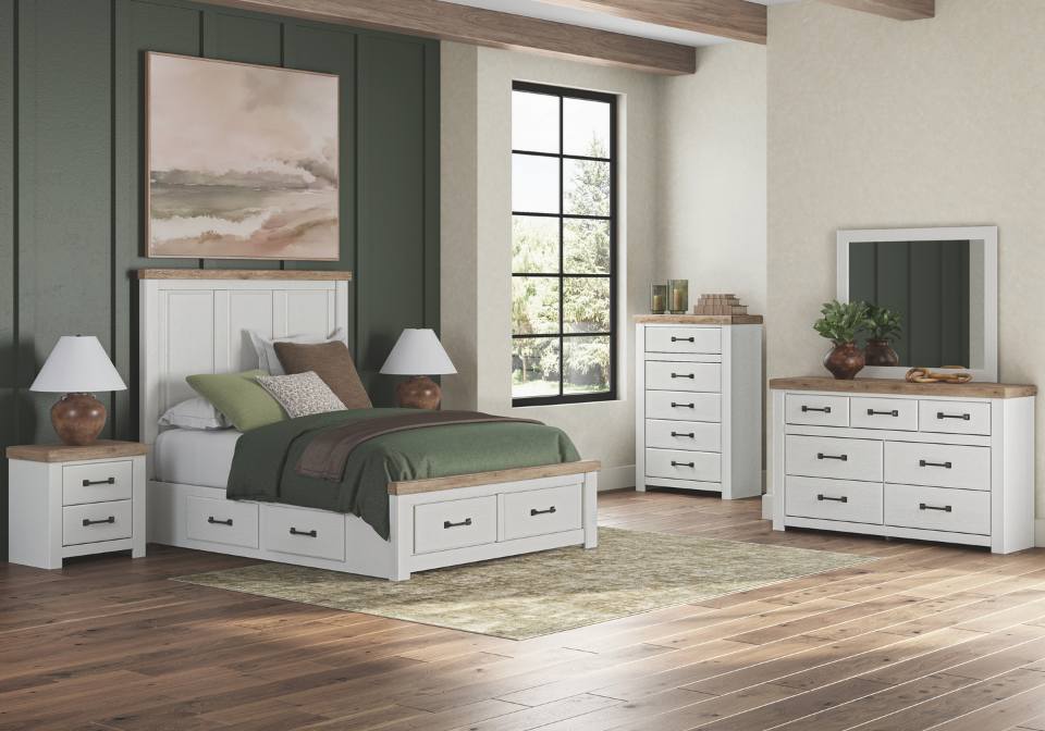 Savonport White/Brown King Storage 5-Piece Set
