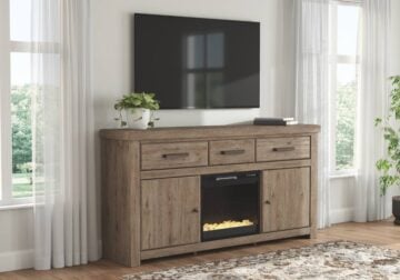 Garistyn Brown Extra-Large TV Stand w/ Fireplace Option