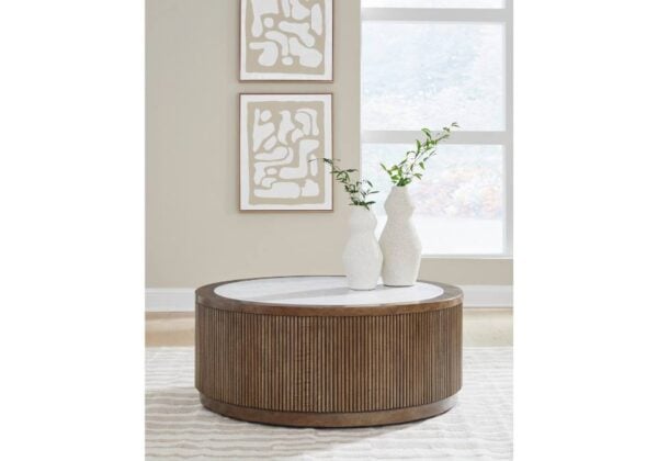 Hadonna Brown Round Cocktail Table - Image 2