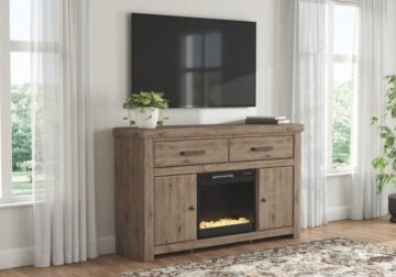 Garistyn Brown Large TV Stand w/ Fireplace Option