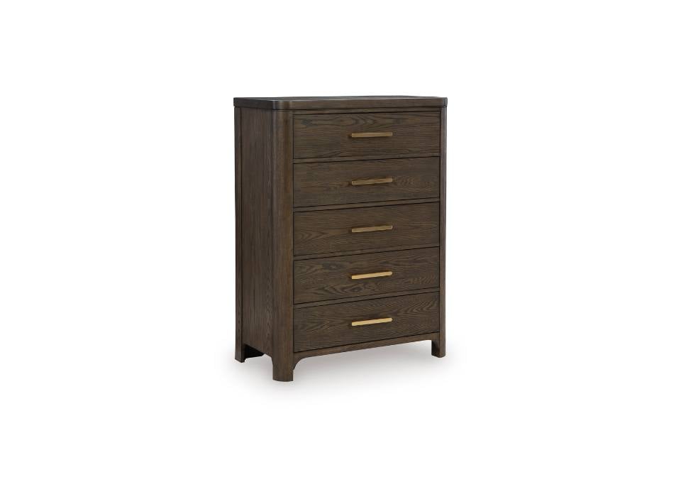 Radkin Burnished Brown Five Drawer Chest