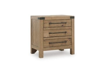 Ridgester Light Brown Three Drawer Chest Nightstand