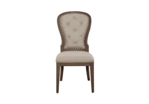 Americana Farmhouse Dusty Taupe Upholstered Tufted Side Chair - Image 2