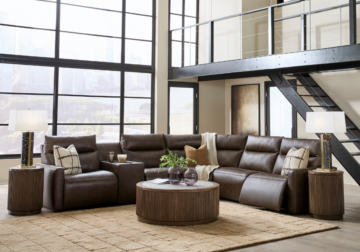 Alternative view of ModZ Chocolate 6-Piece Power Reclining Sectional w/ Audio Console