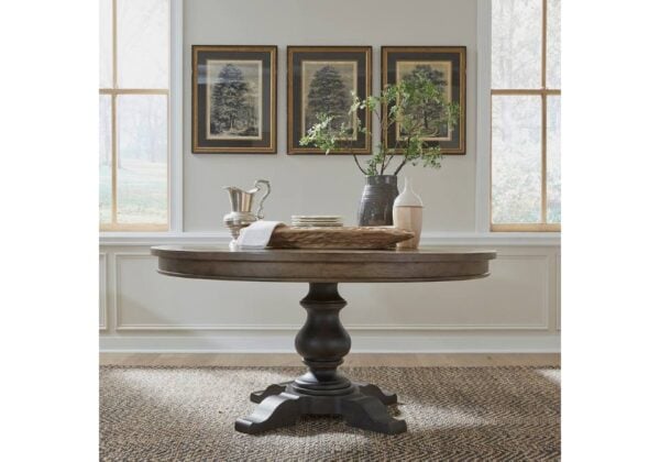 Americana Farmhouse Black/Brown Round Dining Set - Image 2