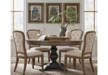 Americana Farmhouse Black/Brown Round Dining Set